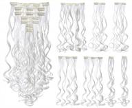 get your party started with swacc 7-piece full head highlights clip-on hair extensions in 20-inch curly white synthetic hairpieces logo