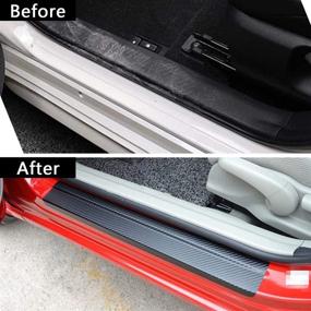 img 1 attached to 🚪 High-Quality Door Sill Plate Protectors for Mercedes Benz A Class & E Class AMG - Carbon Fiber Entry Guards, Scuff Covers, Pedal Protectors, 4pcs/Set