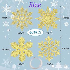 img 3 attached to 40 Pack Gold Glitter Snowflake Ornaments - Perfect For Christmas Tree, Winter Weddings, And Xmas Parties