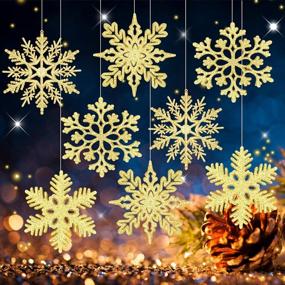 img 4 attached to 40 упаковок золотых блестящих украшений в виде снежинок - идеально подходят для рождественской елки, зимних свадеб и рождественских вечеринок