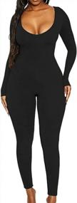 img 4 attached to Stunning And Chic: LuFeng Women'S Long Sleeve Bodycon Jumpsuit With Back Zipper