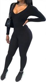 img 1 attached to Stunning And Chic: LuFeng Women'S Long Sleeve Bodycon Jumpsuit With Back Zipper