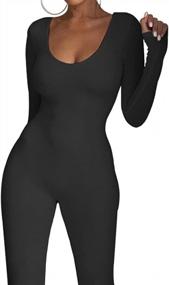 img 2 attached to Stunning And Chic: LuFeng Women'S Long Sleeve Bodycon Jumpsuit With Back Zipper
