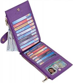 img 2 attached to Надежный и стильный: женский двойной бумажник Travelambo с RFID-блокировкой, несколькими отделениями для карт и карманом на молнии