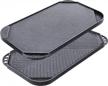 versatile nonstick griddle grill pan for indoor stovetop or outdoor bbq: reversible, two burner cast aluminum, 19.5" x 10.7 logo