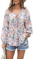 prettygarden женская блуза-туника с цветочным принтом и рюшами, повседневные топы с длинными рукавами и баской с завязками и v-образным вырезом логотип