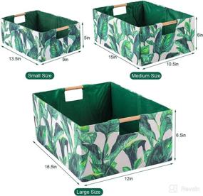 img 2 attached to ANMINY 2PCS Foldable Fabric Storage Bins with Wood Handles - Green Leaves, Large: Ideal Solution for Organizing Nursery, Baby, Kids Toys, Clothes, Towels, and Laundry