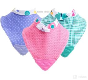 img 3 attached to 🍼 Nuby Multi Reversible 3 Piece Teething Bib Set with Bonus Teething Toothbrush