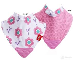 img 2 attached to 🍼 Nuby Multi Reversible 3 Piece Teething Bib Set with Bonus Teething Toothbrush