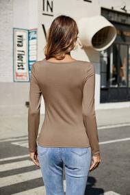 img 2 attached to Women'S Ruffle Trim Long Sleeve T-Shirt With Pleated Detailing, Round Neck Casual Tops And Blouses