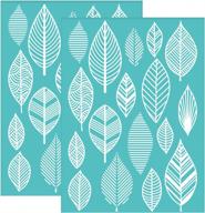 set of 2 self-adhesive silk screen stencils with leaf pattern for easy printing on wood, t-shirts and bags | reusable mesh stencils transfer | abstract leaf design | size 7.7x5.5inch | olycraft logo