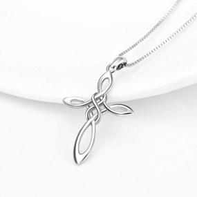 img 1 attached to 925 Sterling Silver Celtic Knot Cross Necklace And Dangle Earrings Set - Polished Religious Infinity Love Irish Celtic Jewelry For Women And Girls