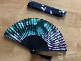 img 5 attached to Silk Folding Fan With Bamboo Frame And Fabric Sleeve - OMyTea® Women'S Hand Held Fan Featuring Sakura Cherry Blossom Pattern For Perfect Gifts (WZS-1)