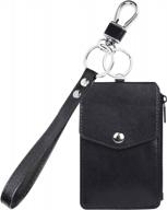 leather keychain wallet with wrist strap - credit card holder and key chain organizer from teskyer logo