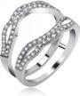 platinum plated wedding engagement anniversary promise rings enhancer with white cubic zirconia diamond - uloveido y449 (size 6 7 8 9) logo