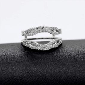 img 1 attached to Platinum Plated Wedding Engagement Anniversary Promise Rings Enhancer With White Cubic Zirconia Diamond - Uloveido Y449 (Size 6 7 8 9)