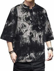 img 4 attached to Мужская рубашка для йоги с коротким рукавом с принтом: стильный летний топ для модного комфорта