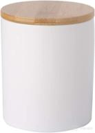 ceramic airtight canister storage jar with bamboo lid - tea jar, herbs container (white, 4.16x3.52 inch) логотип