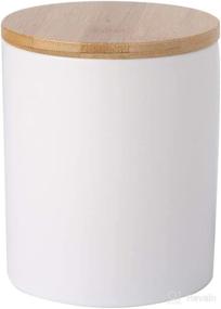 img 4 attached to Ceramic Airtight Canister Storage Jar with Bamboo Lid - Tea Jar, Herbs Container (White, 4.16x3.52 Inch)