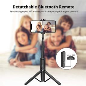 img 1 attached to 📸 ATUMTEK Bluetooth Selfie Stick Tripod: 3-in-1 Aluminum Extendable Selfie Stick with Wireless Remote and Tripod Stand for iPhone 13/12/11 Pro/XS Max/XS/XR/X, Samsung, and Smartphone - Black