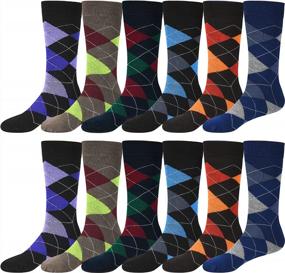 img 4 attached to Debra Weitzner Cotton Patterned Socks - Colorful Argyle Design, Fun And Fashionable Men'S Dress Socks - Pack Of 12 Pairs