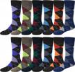 debra weitzner cotton patterned socks - colorful argyle design, fun and fashionable men's dress socks - pack of 12 pairs logo
