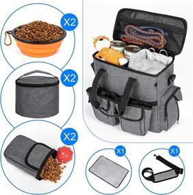 img 2 attached to 🐾 Airline Approved Dog Travel Bag: Ultimate Organizer with 2 Training Bags, Collapsible Bowls & Food Containers - Dark Grey