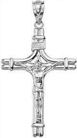 img 3 attached to Духовная синергия: подвеска CaliRoseJewelry в виде распятия из стерлингового серебра с надписью INRI и дизайном «Иисус на кресте»