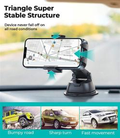 img 1 attached to 📱 4 in 1 Ultra Steady Phone Car Holder: Secure & Convenient Mount for iPhone 12 Pro Max/12/11 Pro/11/SE/XS/8 Samsung - Easy One-Handed Operation!