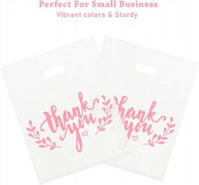 img 2 attached to Thank You Merchandise Bags With Die Cut Handles For Retail Shopping, Goodie Bags, And Gifts - Bulk Plastic Bags In White With Pink Printing, 2.36Mil 12X15 Inches (100Pcs) By LazyMe