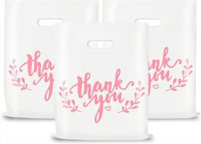 img 4 attached to Thank You Merchandise Bags With Die Cut Handles For Retail Shopping, Goodie Bags, And Gifts - Bulk Plastic Bags In White With Pink Printing, 2.36Mil 12X15 Inches (100Pcs) By LazyMe