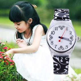 img 1 attached to ELEOPTION Watches For Girls Teens Lovely Analog Quartz Silicone Wrist Watches Waterproof Causal Style With Comfortable Resin Band For Girls Young Students Gifts (Flower- Black)