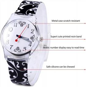 img 3 attached to ELEOPTION Watches For Girls Teens Lovely Analog Quartz Silicone Wrist Watches Waterproof Causal Style With Comfortable Resin Band For Girls Young Students Gifts (Flower- Black)