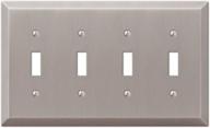 brushed nickel amerelle century quadruple toggle steel wallplate - search now! logo