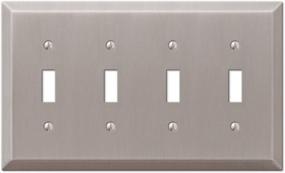img 4 attached to Brushed Nickel Amerelle Century Quadruple Toggle Steel Wallplate - Search Now!