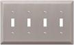 brushed nickel amerelle century quadruple toggle steel wallplate - search now! logo