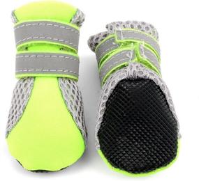 img 2 attached to Zunea Breathable Mesh Dog Boots - Summer Paw Protectors for Small Dogs & Puppies | Adjustable Reflective Strap, Rugged Anti-Slip Sole | Ideal for Hiking, Running | Green | Mini XL