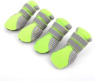 zunea breathable mesh dog boots - summer paw protectors for small dogs & puppies | adjustable reflective strap, rugged anti-slip sole | ideal for hiking, running | green | mini xl логотип