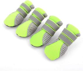 img 4 attached to Zunea Breathable Mesh Dog Boots - Summer Paw Protectors for Small Dogs & Puppies | Adjustable Reflective Strap, Rugged Anti-Slip Sole | Ideal for Hiking, Running | Green | Mini XL