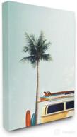 🚌 yellow surf bus with palm tree photography canvas wall art, 24 x 30, by design fabrikken - stupell industries логотип