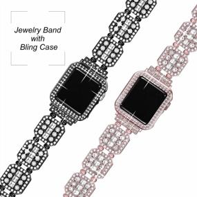 img 3 attached to Women'S Crystal Diamond Dressy Elastic Stretch Bracelet Compatible With Apple Watch Band 38Mm 40Mm SE Series 6/5/4/3/2/1 And Bling Case - Secbolt Bands
