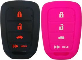 img 4 attached to 2Pcs Coolbestda Rubber 4Buttons Key Fob Protector Case Keyless Entry Holder Cover Skin Jacket For Honda Accord Civic Crosstour CR-V HR-V MLBHLIK6-1TA (Only Fit Straight Key Fob