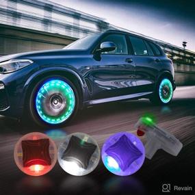 img 3 attached to 🚗 Akarado Solar Car Tire Wheel Lights - Set of 8 Motion Sensor Colorful Flashing LED Valve Cap Lights for Car, Bicycle, Motorcycles - Enhance Wheel Safety & Style