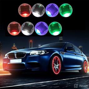 img 4 attached to 🚗 Akarado Solar Car Tire Wheel Lights - Set of 8 Motion Sensor Colorful Flashing LED Valve Cap Lights for Car, Bicycle, Motorcycles - Enhance Wheel Safety & Style