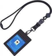 durable wisdompro id badge holder with breakaway buckle and credit card slots - vertical black logo
