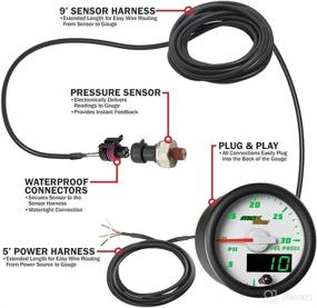 img 3 attached to 📈 MaxTow Double Vision 30 PSI Fuel Pressure Gauge Kit: White Face, Green LED, Analog & Digital Readouts, for Diesel Trucks - 2-1/16" 52mm