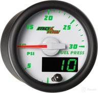 📈 maxtow double vision 30 psi fuel pressure gauge kit: white face, green led, analog & digital readouts, for diesel trucks - 2-1/16" 52mm логотип