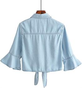 img 3 attached to Cotton Knotted Denim Jacket Sleeve Women's Clothing in Coats, Jackets & Vests