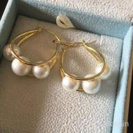 img 1 attached to 👂 FANCIME White/Yellow Gold Plated Sterling Silver Pearl Hoop Earrings - Dangle Drop & Endless, Fine Jewelry for Women & Girls review by Jamel Ochoa