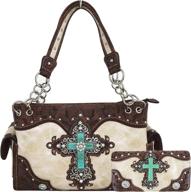 western rhinestone leather concealed shoulder women's handbags & wallets : totes logo